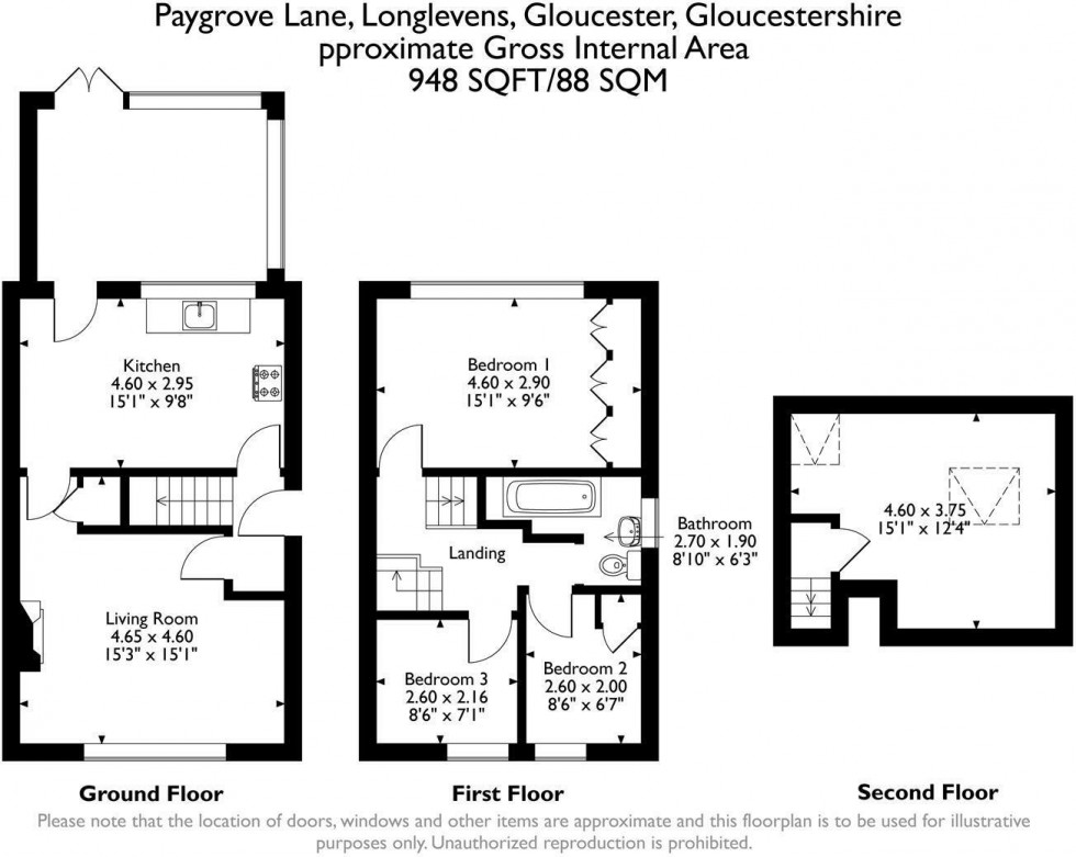 Floorplan for Paygrove Lane, Longlevens, Gloucester